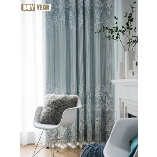 2021 Light Luxury Mint Lace Jacquard White Window Screening Double One Curtains for Living Room Bedroom Blackout Curtains