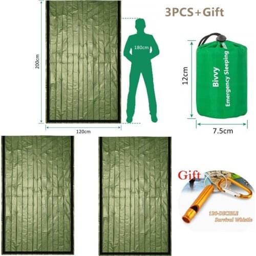 3PCS Emergency Sleeping Bag Survival Bivy Sack Emergency Space Blanket Lightweight Sleeping Bag Survival Gear for Hiking Camping