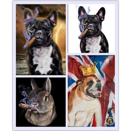 5D Diamond Painting Cartoon Color Animal Teddy Dog Bulldog Set Square Round Diamond Embroidery Cross Stitch Rhinestone MosaicArt