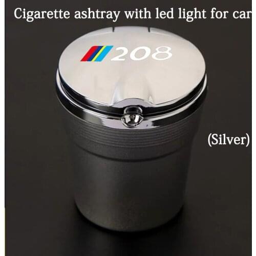 Car Ashtray With Led Lights With Logo Creative Personality Car Supplies for Peugeot 208 Car Accessories