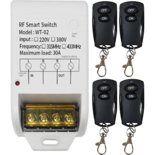 433MHz Wireless Remote Control Switch AC 380V 30A RF Relay Receiver Module & 2Button Remote Control For Water Pump Factory Motor