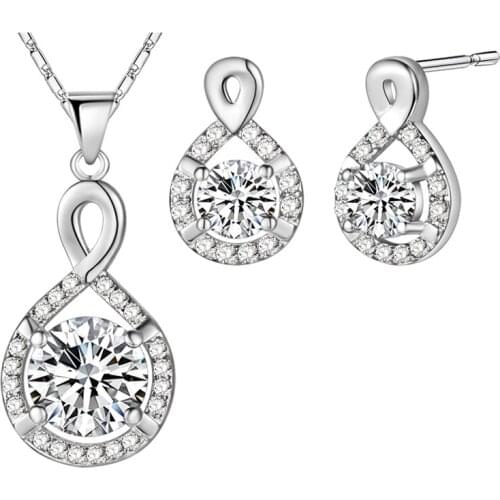 Big Brightly Purple And Silvery Main Stone High Quality Jewelry Sets For Best Friends 2018 Romantic Simple Necjlace Set 8 Shape