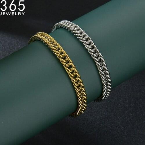 Simply New Fashion Single Thick HipHop Bracelet Bangle Gold Color Steel Color Stainless Steel Chunky Twisted Rope Chain For Man