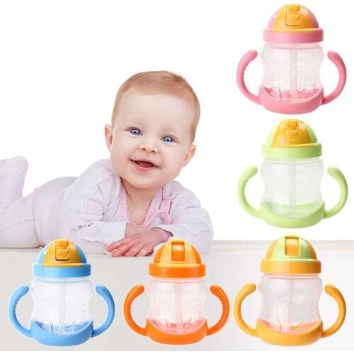 Baby Kids Children Feeding Drinking Water Cup 280ml 1Pc New Double Handle Baby Trainer Cup Straw Type Cup