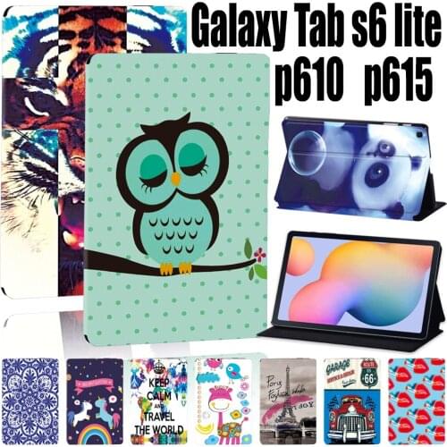 Tablet Case for Samsung Galaxy Tab S6 Lite P615/ P610 10.4 Inch PU Leather Drop Protection Stand Cover + Stylus