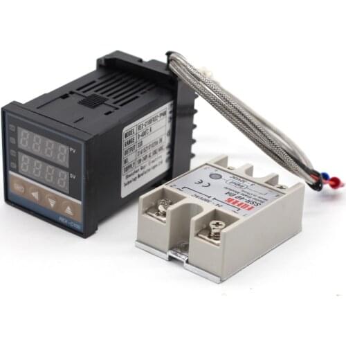 Digital PID Temperature Controller REX-C100 REX C100 thermostat + 40DA SSR Relay+ K Thermocouple 1m Probe For RKC