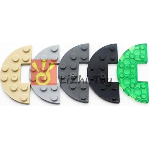 MOC Brick Parts 18646 Plate Round Half 3x6 with 1x2 Cutout Classic Piece Building Block Toy Accessory