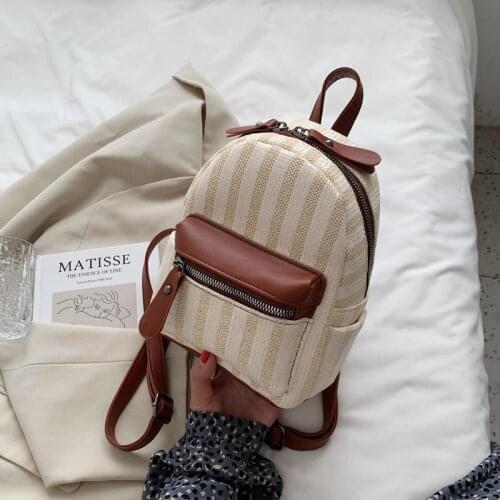 DORANMI Striped Small Backpack For Women 2021 Luxury Brand Designed Canvas Mini Rucksack Female Book Back Bags Mochila SB497