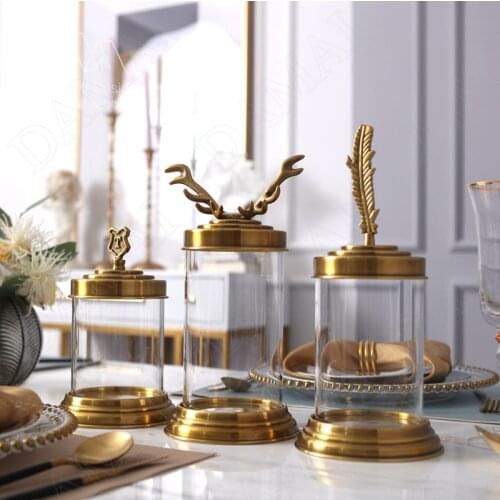 European Metal Storage Jars Antlers Decorative Cereal Dispenser Living Room Desktop Candy Organizer Home Decoration Ornaments