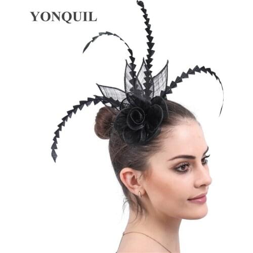 Sinamay Fascinator Feather Headwear Race Bridal Hair Accessories Children Millinery Cocktail Hat High Quality Multicolors MYQ008