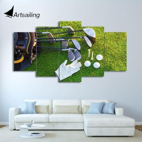 HD Printed 5 Piece Canvas Art Golf Course Painting Golf Club and Balls Wall Pictures for Living Room Free Shipping ny-1860C