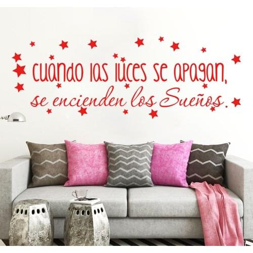 Spanish Childrens Bedroom Vinyl Wall Decal The Dreams Come On Inspirational Spanish Quote Stickers Baby Nursery Decor RU195