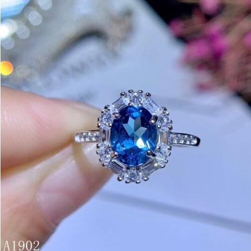KJJEAXCMY fine jewelry 925 sterling silver inlaid natural blue topaz female ring support test xcvb223456