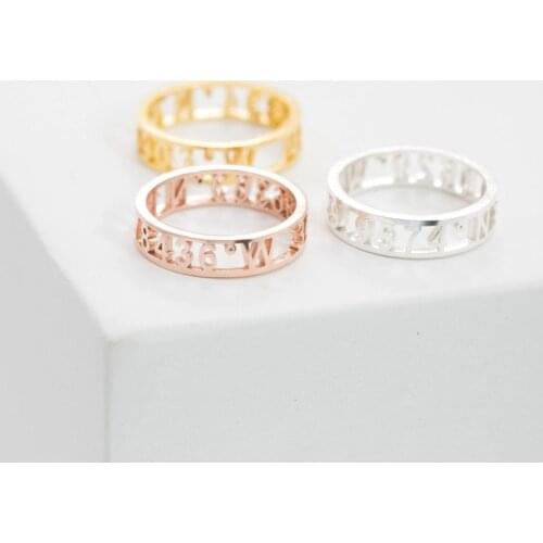 Roman Numerals Rings For Women Vintage Jewelry Bague Femme Stainless Steel Personalized Customized Wedding Ring Bridesmaid Gifts