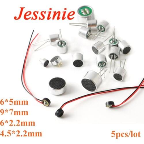 5pcs Microphone 6*5mm 9*7 4.5*2.2 6*2.2mm MIC Condenser Electret Microphone Pickup 6x5mm 9x7mm 4.5x2.2mm 6x2.2mm MP3 Accessories