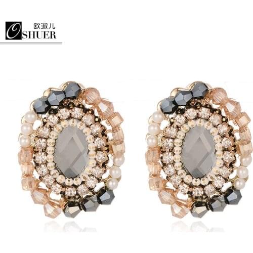 Fashion handmade Brand Luxury Colorful Bohemia Rhinestone Stud Earring Statement brincos Earrings For Women