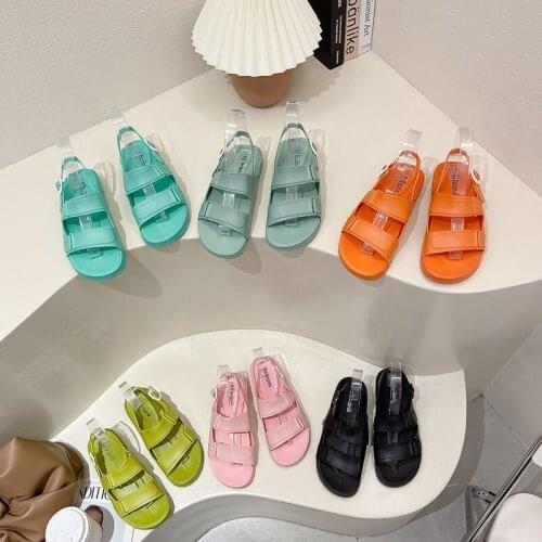 Fashion Casual Soft-soled Lightweight Sandals Women Student All-match Korean Womens Shoes Thick-soled Velcro Sandals Women Tide