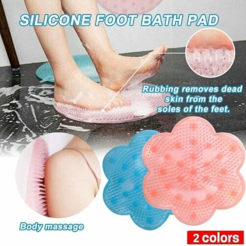 Soft Silicone Lazy Bath Mat Shower Back Brush Massage Pad Suction Cup Bathroom Remover Skid Cleaning Foot Brush Pad Bath Mat