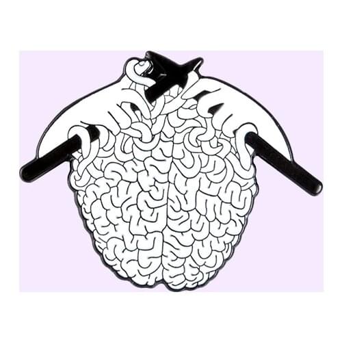 New Horror White Brooch Brain Marrow Knitted Sweater Creative Fashion Punk Female Gift Student Tide Pendant