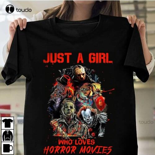 New Just A Girl Who Loves Horror Movies Halloween T-Shirt Squad Horror Scary Tee Tshirt Dress Unisex