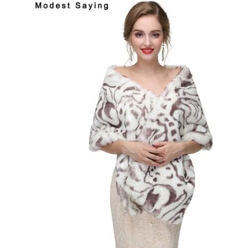 New Fashion Zebra Stripe Faux Fur Wedding Shawls 2017 Imitation Rex Rabbit Fur Bridal Wraps Warm Boleros Wedding Accessories