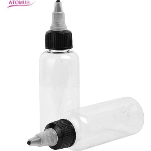 ATOMUS New 10pcs 30/60ml 2OZ Empty Plastic Cleanlabs Tattoo Ink Pigment Clear Bottle Supplies Tattoo Pigment Ink Bottle With Cap