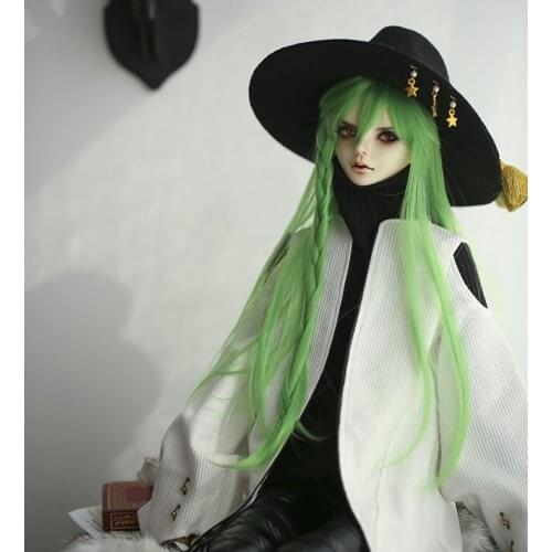 New BJD Doll Wig Green long straight hair natural fringe 1/3 MDD UNCLE 21-23cm Fashionable gentle Wig Doll accessories