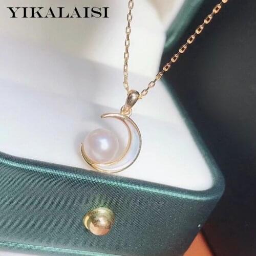 YIKALAISI 925 Sterling Silver Necklaces Jewelry For Women 6-7mm Round Natural Freshwater Pearl Pendants 2021 Wholesales