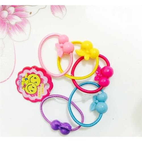 10/20Pcs Cute Double Beads Cartoon Childrens Hair Ring Candy Color Childrens Head Rope Hair Band Rubber Band Hair Accessories
