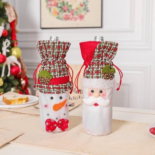 2020 Christmas Wine Set Hotel Home Decor Elderly Cn(origin) Cloth Snowman Non-woven Knitted