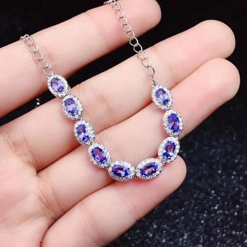 The Best Gift for Your loved Girl Fashion Natural and Real Tanzanite Bracelet 925 sterling silver Tanzanite Bracelet