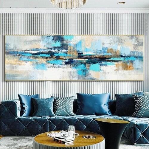 Modern Abstract Blue Canvas Painting Nordic Posters and Prints Cuadros Wall Art Picture for Living Room Home Decoration Unframed