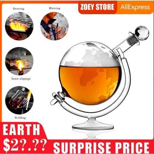 990ml Glass Bottle Creative Globe Decanter Bar Supplies Whiskey Container High Borosilicate Glass Wine Dispenser Home Decoration