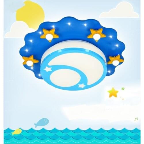 Children lamp LED star moon ceiling light living room lamp cartoon warm Princess bedroom light blue decorations Ceiling lamps ZA