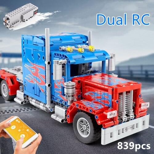 Technical RC Off-road Truck Building Blocks Bricks Creator APP Remote Control Engineering Vehicle Car Model Kids Toys Boys Gifts