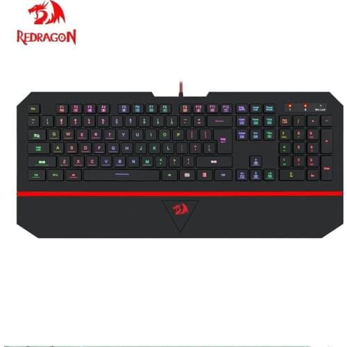 Relong Karura 2 K502 USB Game Mask Silent Keyboard RGB LED Backlit 104 Keys Cable PC Game With Wrist Rest