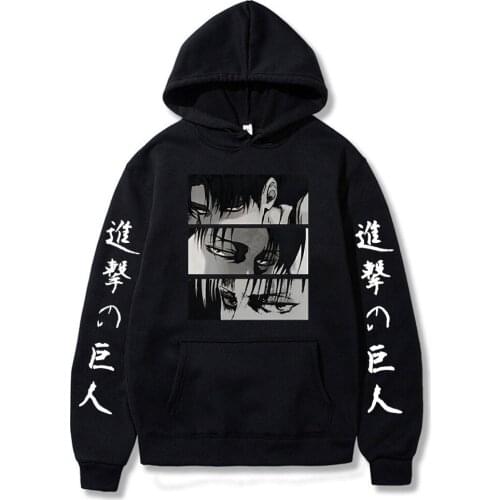 Japanese Anime Attack On Titan Men Women Levi Ackerman Eye Harajuku Loose Gothic Hoodie Long Sleeve Streetwear Sweatshirts Tops