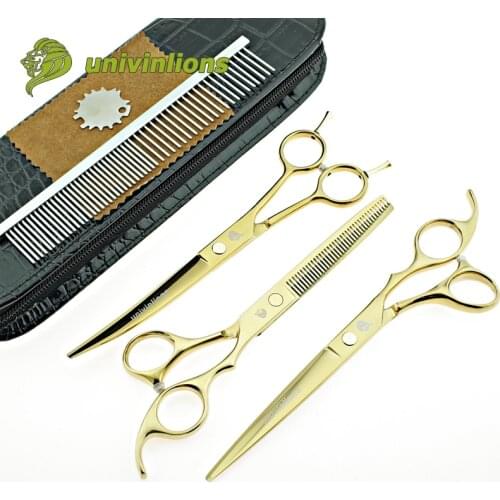 Univinlions 7"golden cutting cat scissors dog shears dog grooming scissors grooming pet scissors trimming razor animal clippers