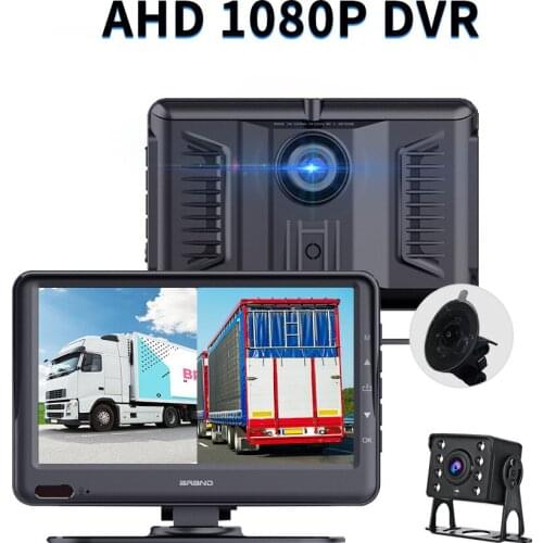 AHD 1080P 7 inches Truck DVR Monitor Driving Video Recorder Dual Lens Front/Rear Dual Recording HD Night Vision Reversing Camera