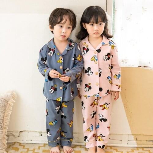2021 Vintage Children Pajamas Set Kids Baby Girl Boys Cartoon Casual Clothing Costume Long Sleeve Children Sleepwear Pajamas Set