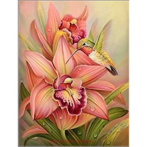 Embroidery Counted Cross Stitch Kits Needlework - Crafts 14 ct DMC DIY ART Handmade Decor - Iris and Hummingbird 2