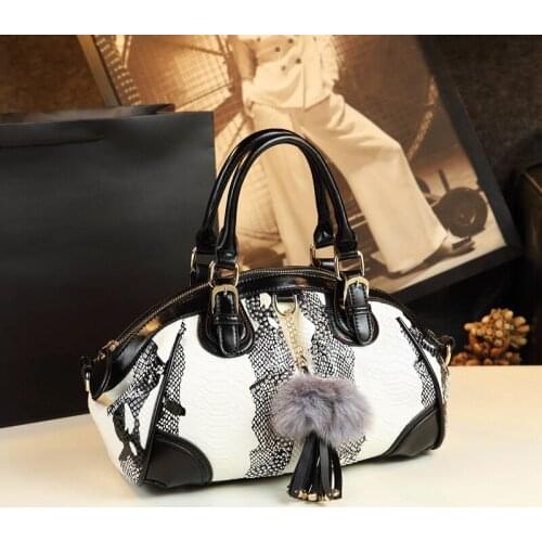 2021 Summer Fashion Women Handbag Snake Pattern Tassel Dumpling Tote Bag Female Soft Genuine Leather Shoulder Messenger Bags