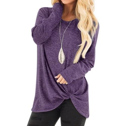 Womens Tops Comfy Casual T Shirts Long Sleeve Twist Knot Tunic Blouses