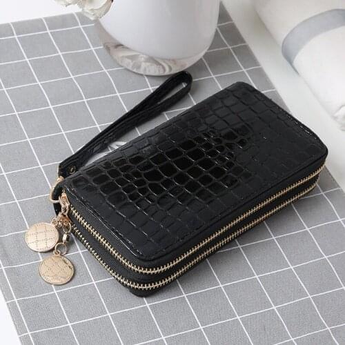 Double Zipper Wallet Bag For Women Female PU Leather Long Phone Card Holder Coin Pocket Clutch Purses Money Bags Fashion Handbag