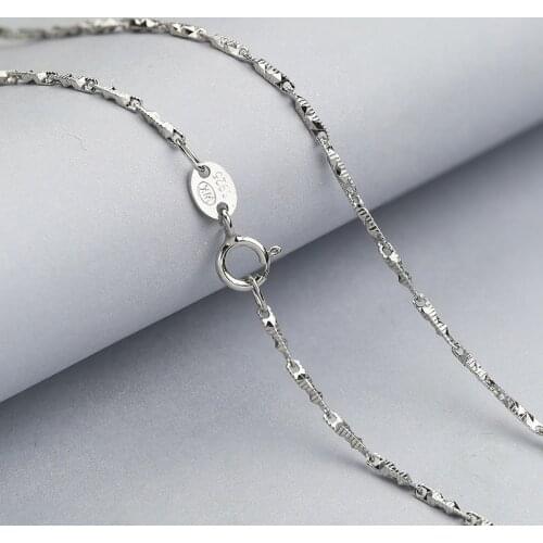 Sterling Silver Necklace for Women Seed Chain Engraved Stripe 16inches Chain Necklace Popular 925 Silver Girl Necklace Jewelry