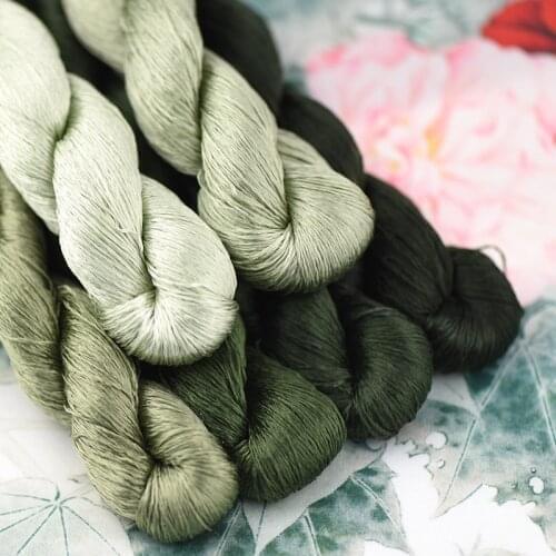 1pcs 100% silk thread hand embroidery embroider cross stitch 400m silk embroidery thread Dry green series/7 pure colors
