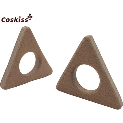 10pcs Baby Teether Triangle Baby DIY Jewelry Pendants Necklace Bracelets Accessories BPA Free Pacifier Wooden Triangular Teether