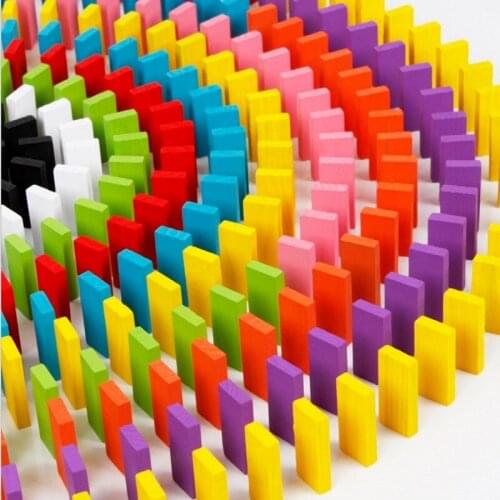 100Pcs Wooden Color Domino Dominoes Building Block Child Early Education Fun Match Family Games Educational Toys Kids Gifts