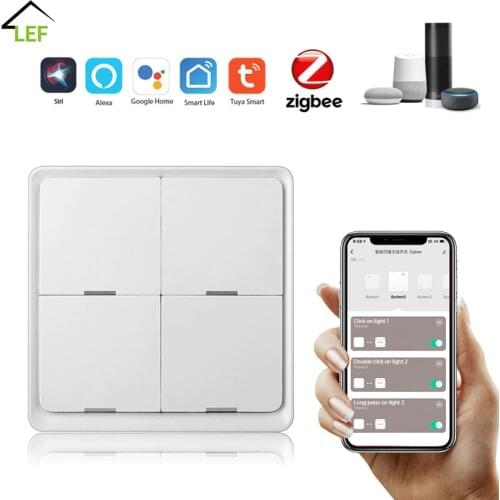 4 Gang Tuya Zigbee Wireless Switch Zigbee 3.0 Sticker Battery Power Remote Control Smart Things Control