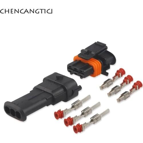 5 Sets 3 Pin Way 3.5 Waterproof Automotive Sensor Connector Car Fuel Pressure Female Male Plug For Boschs 1928403110 1928404074